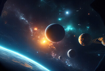 Aufkleber - cosmic landscape with intelligence and stars