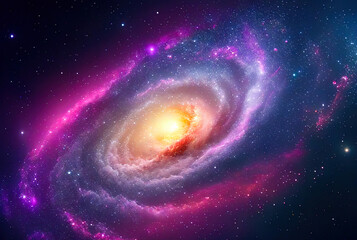Aufkleber - illustration on the theme of life in space with super bright colors and planets and stars