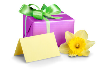 Poster - Gift box with ribbon on white background