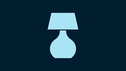 Poster - White Table lamp icon isolated on blue background. Desk lamp. 4K Video motion graphic animation