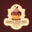 Vector cupcake on vintage background. Template for banner, advertising flyer