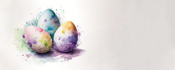 Wall Mural - Easter Egg watercolour With copy space (Generative Art)