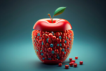  red apple filed with vitamin capsule