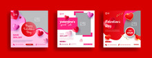 Social Media Posts For Valentine's Day Sale Banner Or Square Flyer Design Pack Template. 14th February Love Ads. Suitable For Social Media Square Banner, Poster,  Website Banner Bundle Collection
