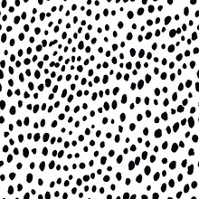 Abstract Modern Dalmatian Fur Seamless Pattern. Animals Trendy Background. Black And White Decorative Vector Illustration For Print, Card, Postcard, Fabric, Textile. Modern Ornament Of Stylized Skin