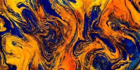 Wall Mural - Yellow Blue Swirl Paint Lovely Concept Abstract Texture Concept Background Wallpaper.