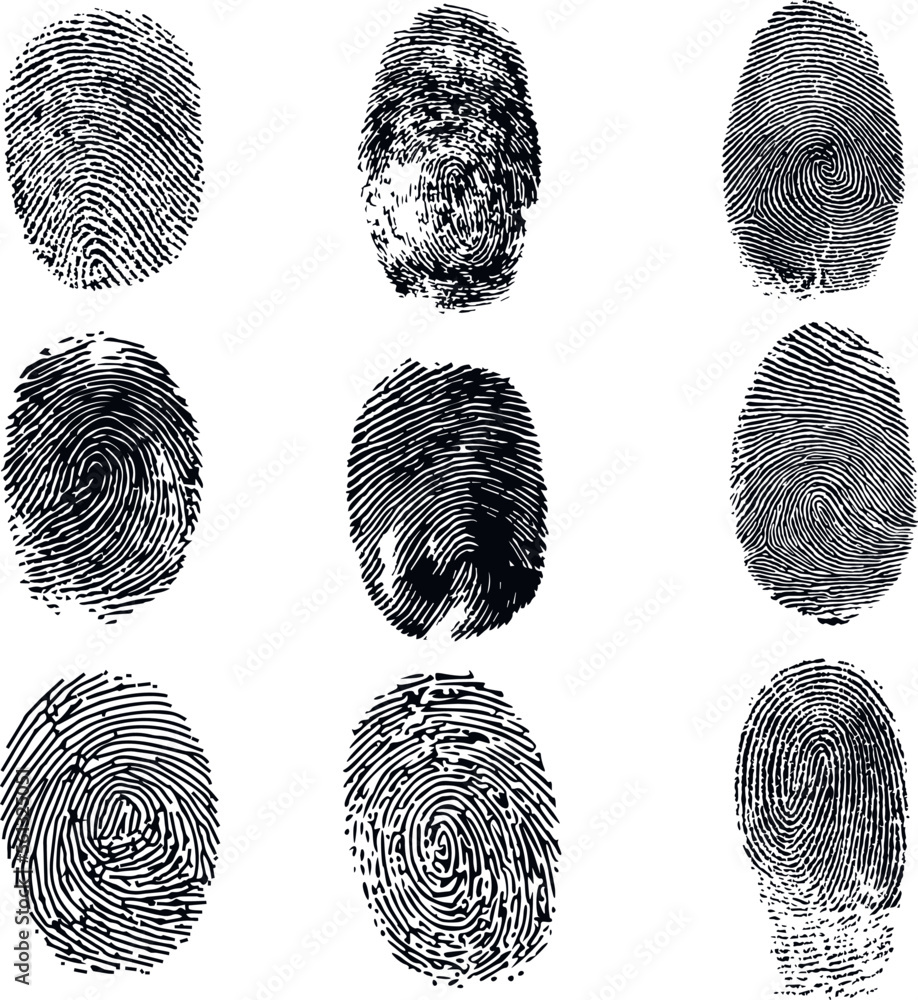 Fingerprint silhouette set, dactylogram, EPS Vector Stock Vector ...