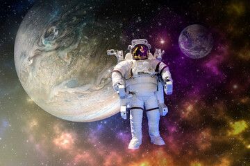 Wall Mural - astronaut float in the space in weightlessness in the colorful space