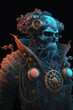 Cyberpunk space pirate soldier in space protective armour suit, Generative Ai
