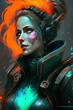Cyberpunk space pirate soldier in space protective armour suit, Generative Ai, Not a real person