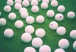 Lots of golf balls on a freshly cut golf course, golf tournament concept