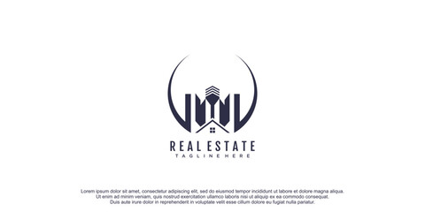 Wall Mural - Real estate logo with creative design icon vector illustration
