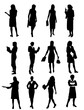 Businesswoman silhouette collection isolated, vector
