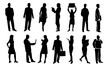 man and woman silhouette collection isolated, business, vector