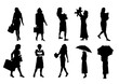 woman silhouette collection isolated, vector