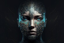 Illustration Of Humanoid,concept Of Technological Development,image Generated By AI