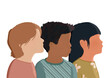 © Béa - Illustration of children's faces from differents cultural origins. Concept of inclusion.  Fight against discrimination