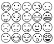 Emoticons set. Emoji faces collection. Emojis flat style. 