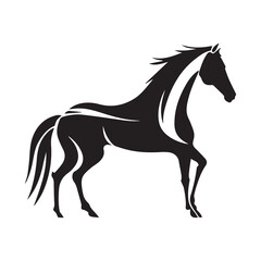 Wall Mural - Horse minimal vector icon. Beautiful stallion. Modern equestrian logo. Clean simple silhouette. Graphic design of wild animal isolated. Flat head. Minimalistic pony. Horseback riding. Shape of speed.