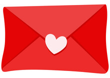 Icon Of Red Letter Envelope With Heart