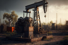 Vintage Oil Pump, Created By A Neural Network, Generative AI Technology