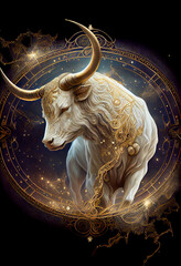 Wall Mural - Generative AI abstract render of a tauro zodiac illustration