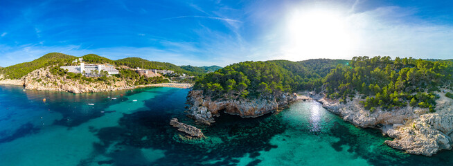 Beach of Port Sant Miquel, Ibiza island in Spain