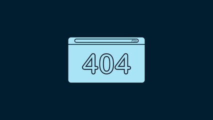 Sticker - White Page with a 404 error icon isolated on blue background. Template reports that the page is not found. 4K Video motion graphic animation