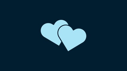 Sticker - White Heart icon isolated on blue background. Romantic symbol linked, join, passion and wedding. Valentine day symbol. 4K Video motion graphic animation