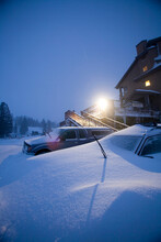 Village Scene During Giant Storm At Kirkwood, CA. Kirkwood Received 11ft. Of Snow In Three Days.
