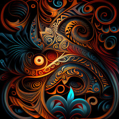 Poster - Abstract background with tropical Polynesian art