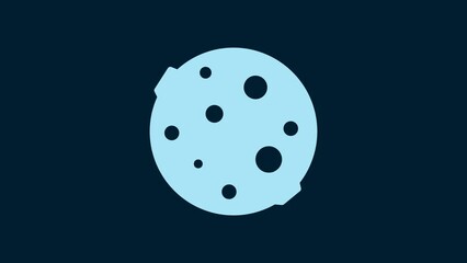 Poster - White Moon icon isolated on blue background. 4K Video motion graphic animation