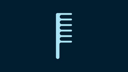 Poster - White Hairbrush icon isolated on blue background. Comb hair sign. Barber symbol. 4K Video motion graphic animation