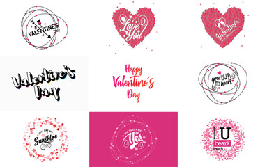 Sticker - Happy Valentine's Day typography poster with handwritten calligraphy text. isolated on white background