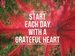 Wall Mural - Motivational and inspirational quote. Start each day with a grateful heart text background.

