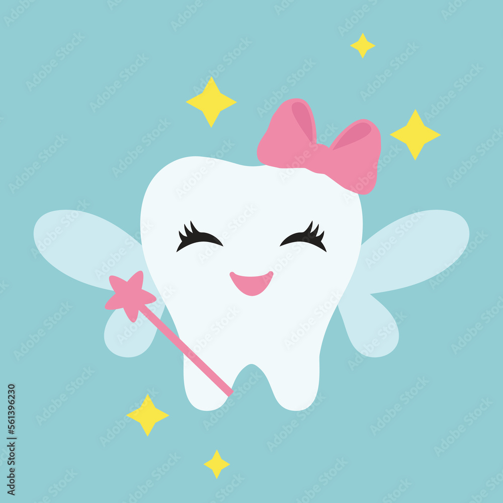 Cute tooth fairy vector cartoon illustration Stock Vector | Adobe Stock