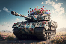 Tank That Shoots Flowers - Peace Concept (created With Generative AI)