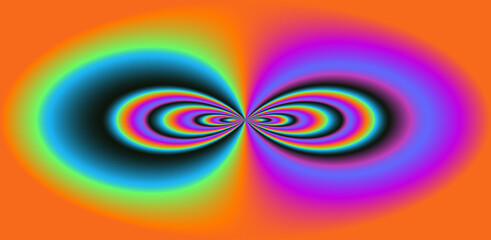 Poster - Abstract background with concentric rainbow circles.