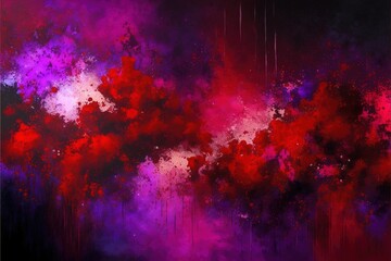 Wall Mural - Impressionistic purple red pink modern oil painting and sparkling wallpaper, color transitions, universe, volumetric lighting, sharp, hyperrealistic created with generative ai technology