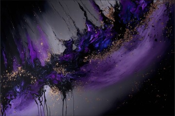 Wall Mural - impressionistic modern oil painting and sparkling wallpaper, color transitions, geometrics, volumetr
