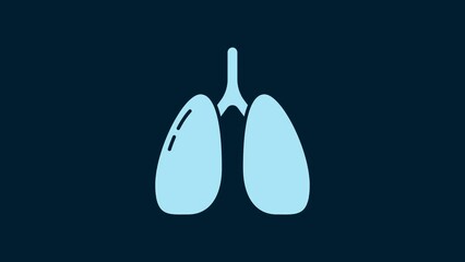 Sticker - White Lungs icon isolated on blue background. 4K Video motion graphic animation