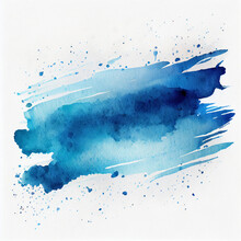イメージ素材：抽象的な青色の水彩風ブラシストローク