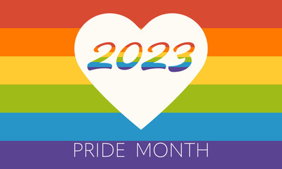 Wall Mural - Pride month 2023 banner template with rainbow colors background.