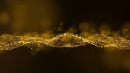 Fototapete - Futuristic abstract de-focus luxurious gold particles flowing in cyber space environment background