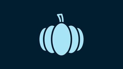 Canvas Print - White Pumpkin icon isolated on blue background. Happy Halloween party. 4K Video motion graphic animation