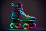 Fototapeta Tulipany - Neon roller skate multicolored (Generative AI)