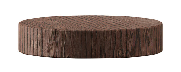 Leinwandbilder - Empty brown wood podium 3d png transparent background of blank advertising desk mockup product display cosmetic stand or abstract wooden pedestal show stage natural platform and round hardwood table.