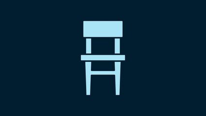 Canvas Print - White Chair icon isolated on blue background. 4K Video motion graphic animation