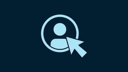 White Create account screen icon isolated on blue background. 4K Video motion graphic animation