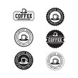 © Nezamur - Vintage Retro coffee label. Different logo, badge, emblem collection on white background. Vector black and white